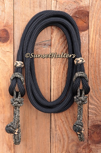 Sunset Halters, natural horsemanship, training, reins, roping reins, loop reins,  slobber straps, American made, rope slobber straps, halter cord, yacht braid
