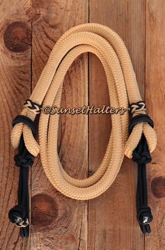 Sunset Halters, natural horsemanship, training, reins, roping reins, loop reins,  slobber straps, American made, rope slobber straps, halter cord, yacht braid