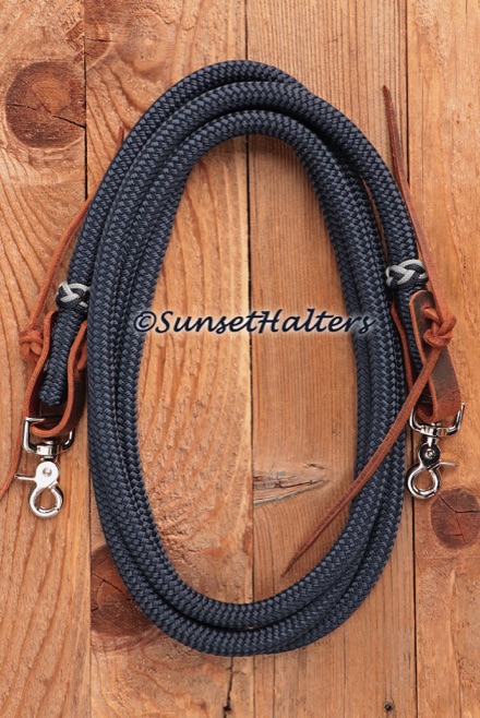 BLUE Yacht Rope Roping Loop Reins Leathers Snaps 8' x 9/16" Trail Horse USA 